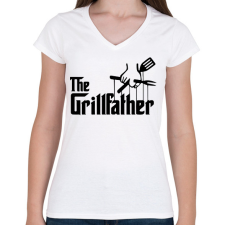 PRINTFASHION The grillfather - black - Női V-nyakú póló - Fehér női póló