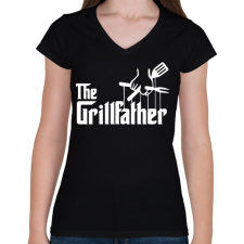 PRINTFASHION The grillfather - white - Női V-nyakú póló - Fekete női póló