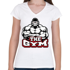 PRINTFASHION The GYM - Női V-nyakú póló - Fehér