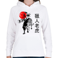 PRINTFASHION the hunting tiger - Női kapucnis pulóver - Fehér női pulóver, kardigán