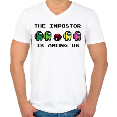 PRINTFASHION The impostor is among us - Férfi V-nyakú póló - Fehér