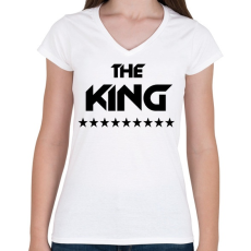 PRINTFASHION The King - Női V-nyakú póló - Fehér