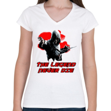 PRINTFASHION The legend never die - Női V-nyakú póló - Fehér