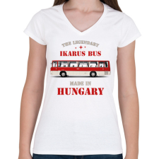 PRINTFASHION The legendary Ikarus bus - Női V-nyakú póló - Fehér női póló