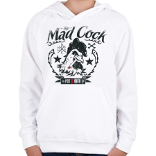 PRINTFASHION The mad cock pot & beer - Gyerek kapucnis pulóver - Fehér gyerek pulóver, kardigán