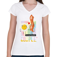 PRINTFASHION The most beautiful couple - Női V-nyakú póló - Fehér női póló