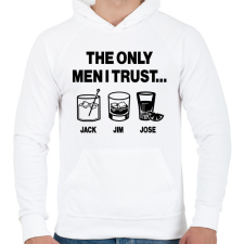 PRINTFASHION The only men I trust...Jack, Jim, Jose - Férfi kapucnis pulóver - Fehér férfi pulóver, kardigán