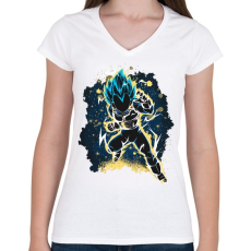 PRINTFASHION The Prince Saiyan - Női V-nyakú póló - Fehér