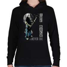 PRINTFASHION THE ROCK ITS NEVER DIE - Női kapucnis pulóver - Fekete női pulóver, kardigán