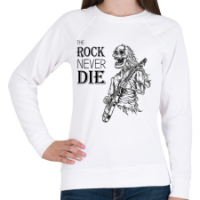 PRINTFASHION The rock never die - Női pulóver - Fehér női pulóver, kardigán