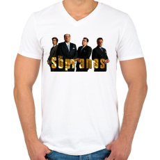 PRINTFASHION The Sopranos karakterek - Férfi V-nyakú póló - Fehér