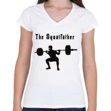 PRINTFASHION The squatfather - Női V-nyakú póló - Fehér női póló