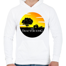 PRINTFASHION The Tractor King - Férfi kapucnis pulóver - Fehér férfi pulóver, kardigán