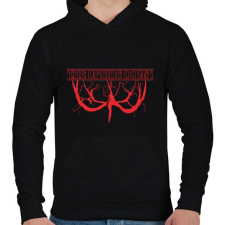 PRINTFASHION The upside down piros démon - Férfi kapucnis pulóver - Fekete férfi pulóver, kardigán