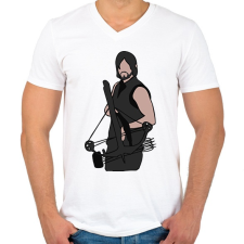 PRINTFASHION The Walking Dead - Daryl - Férfi V-nyakú póló - Fehér férfi póló