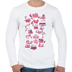 PRINTFASHION The walking dead map - Férfi hosszú ujjú póló - Fehér