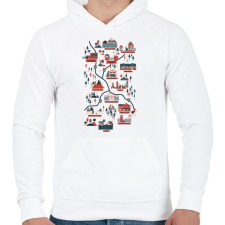 PRINTFASHION The walking dead map versionB - Férfi kapucnis pulóver - Fehér férfi pulóver, kardigán