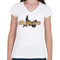 PRINTFASHION The Walking Dead - Női V-nyakú póló - Fehér