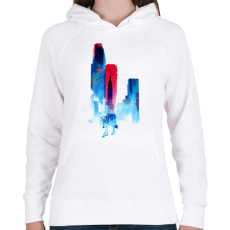 PRINTFASHION The wolf of the city - Női kapucnis pulóver - Fehér