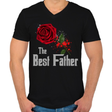 PRINTFASHION thebestfather - Férfi V-nyakú póló - Fekete férfi póló
