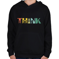 PRINTFASHION THINK - Gondolkodj - Gyerek kapucnis pulóver - Fekete gyerek pulóver, kardigán
