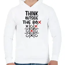 PRINTFASHION Think outside the box - Férfi kapucnis pulóver - Fehér férfi pulóver, kardigán