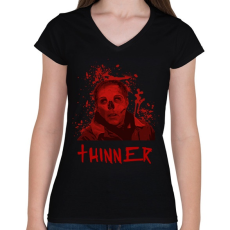 PRINTFASHION THINNER2 - Női V-nyakú póló - Fekete