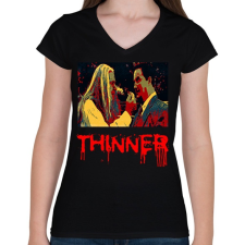 PRINTFASHION THINNER - Női V-nyakú póló - Fekete női póló