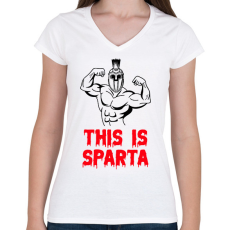 PRINTFASHION This is Sparta 1 - Női V-nyakú póló - Fehér