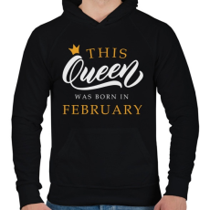 PRINTFASHION THIS QUEEN WAS BORN IN FEBRUARY - Férfi kapucnis pulóver - Fekete