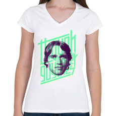 PRINTFASHION Though guy - Női V-nyakú póló - Fehér