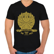 PRINTFASHION Thousand Sunny One Piece Anime - Férfi V-nyakú póló - Fekete férfi póló