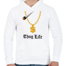 PRINTFASHION Thug Life 2 - Férfi kapucnis pulóver - Fehér férfi pulóver, kardigán