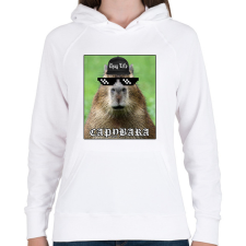PRINTFASHION Thug Life Capybara - Női kapucnis pulóver - Fehér női pulóver, kardigán
