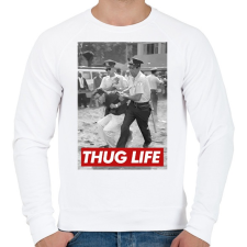 PRINTFASHION Thug life - Férfi pulóver - Fehér férfi pulóver, kardigán