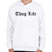 PRINTFASHION Thug Life - Gyerek kapucnis pulóver - Fehér gyerek pulóver, kardigán