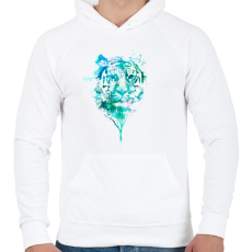 PRINTFASHION Tiger tree - Férfi kapucnis pulóver - Fehér