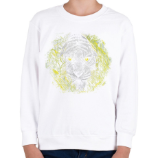 PRINTFASHION Tigris a fűben - Gyerek pulóver - Fehér