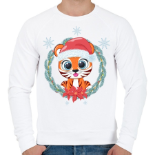 PRINTFASHION Tigris baba karácsonya - Férfi pulóver - Fehér férfi pulóver, kardigán