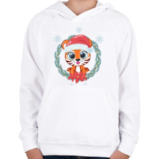 PRINTFASHION Tigris baba karácsonya - Gyerek kapucnis pulóver - Fehér