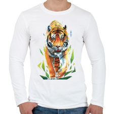 PRINTFASHION Tigris - Férfi hosszú ujjú póló - Fehér férfi póló