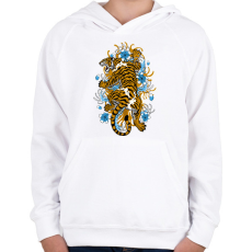 PRINTFASHION Tigris  - Gyerek kapucnis pulóver - Fehér