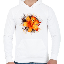 PRINTFASHION tigris liliom - Férfi kapucnis pulóver - Fehér férfi pulóver, kardigán