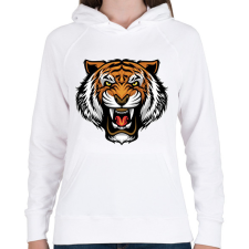 PRINTFASHION Tigris  - Női kapucnis pulóver - Fehér női pulóver, kardigán