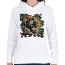 PRINTFASHION Tigris - Női kapucnis pulóver - Fehér női pulóver, kardigán