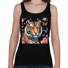 PRINTFASHION tigris pillangókkal és virágokkal - Női atléta - Fekete