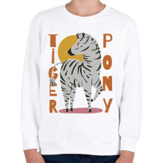 PRINTFASHION Tigris póni - zebra - Gyerek pulóver - Fehér