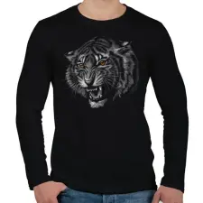 PRINTFASHION Tigris portré - Férfi hosszú ujjú póló - Fekete férfi póló