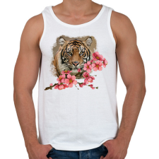 PRINTFASHION Tigris virággal - Férfi atléta - Fehér atléta, trikó