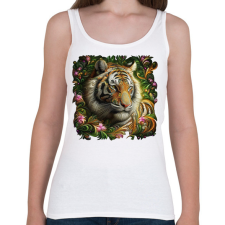 PRINTFASHION Tigrisfej - Női atléta - Fehér női trikó